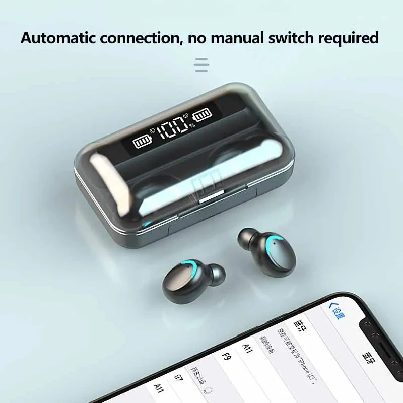 Headphone Sem Fio F9-5 Bluetooth 5.0 com Power Bank e Visor Digital LED